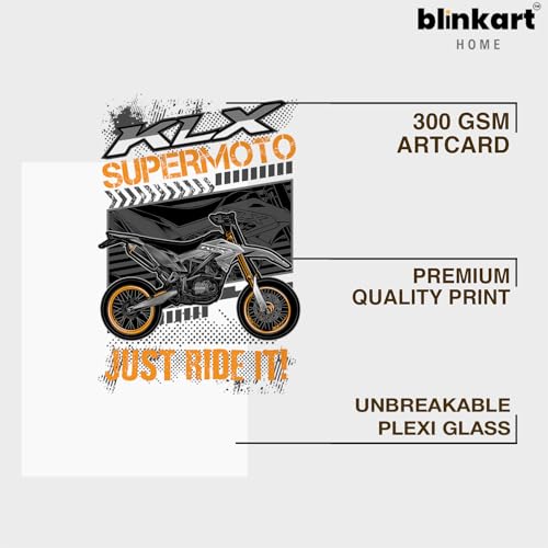 Image of BLINKART Kawasaki KLX CarFramed Posters Gift Items Boys Room Wall Decoration Bedroom Office Studio Synthetic Wood Frame & Acrylic Glass Ready to Hang - 12x8 Inch, (A4 Size) - CAR-142