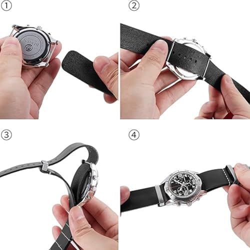 SUGARJAR Leather Band 18/19/20/22mm Vintage Calfskin Strap Compatible with Garmin/With ings/Fossil, Stainless Steel Buckle, Replacement Bracelet for Men & Women — view 5
