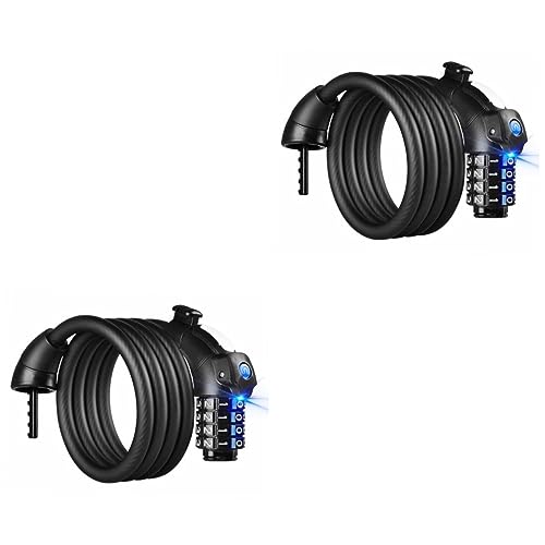 VANZACK 2Pcs 4 Combinação De Bloqueio De Corrente De Bloqueio De Cabo De Bicicleta Fosco