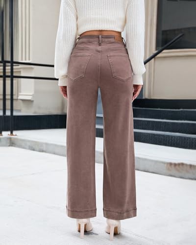 luvamia Wide Leg Jeans for Women Trendy High Waisted Double Side Seams Stretchy Denim Pants Trouser Jeans with Pockets