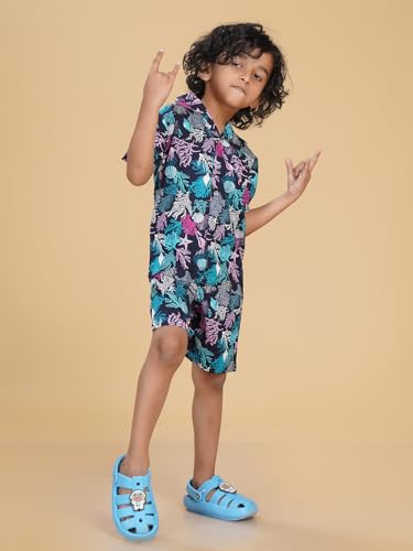 Image of Ninos Dreams Boys Cotton Rayon Coord Set with shorts /Holiday Shirt & Shorts