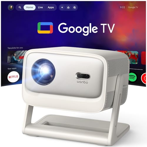 WANBO Vali 1 Pro Smart Beamer Heimkino Official Google TV 14/Netflix, 4K Unterstützung, MEMC HDR10, Dolby eARC, HDMI 2.1, 900 ANSI, WLAN Bluetooth, 200° dreh, 1080P FHD Outdoor Projektor bis 260"