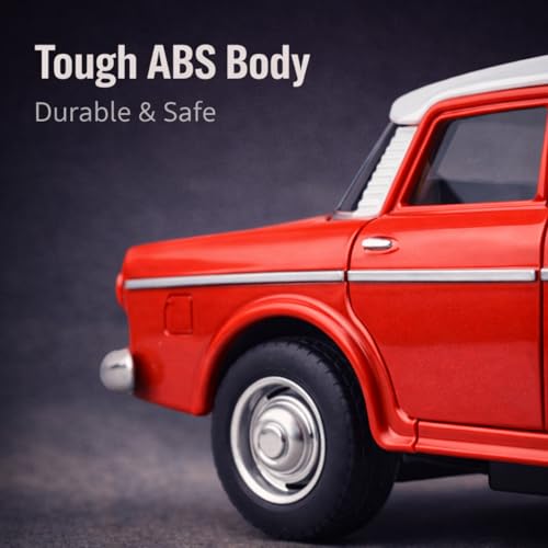 Image of Retro Sedan Toy Car with Pull-Back Action & Openable Doors| Durable ABS Plastic Classic Car Toy for Kids (3+ Years)|Red