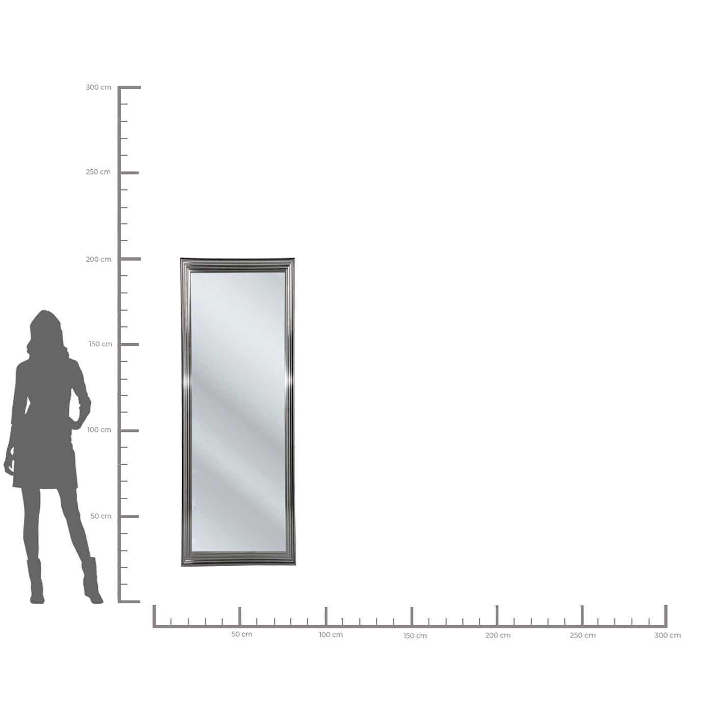Kare Design Espejo Marco Eve Plata Espejo De Pared Para Salón Dormitorio Pasillo Espejo De Cuerpo Entero Vestidor Decorativo 180 X 90 X 4 Cm