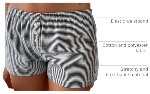 Image of Womens Y2K Pajama Shorts Low Waist Striped Floral Lounge Boxers Pj Bottoms Comfy Sleep Shorts