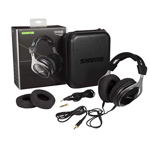 Shure-SRH1540-geschlossener-Kopfhoerer-Over-ear-High-End-geraeuschunterdrueckend-Kabel-austauschbar-Aluminium-Karbon-Konstruktion-Alcantara-Ohrpolster-klare-Hoehen-warmer-Bass-SchwarzSilber