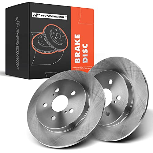 A-Premium 10.20 Inch (259Mm) Rear Solid Disc Brake Rotors Compatible With Select Lexus, Pontiac And Toyota Models - Corolla, Matrix, Prius, Prius Awd-E, Plug-In, Prius Prime, Ct200H, Vibe, 2-Pc Set #TOP10