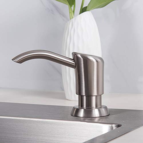 GAGALIFE Built in Sink Soap Dispenser or Lotion Dispenser for Kitchen Sink, Brushed Nickel ABS Pump Head, with 13 Ounce Large PET Soap Bottle