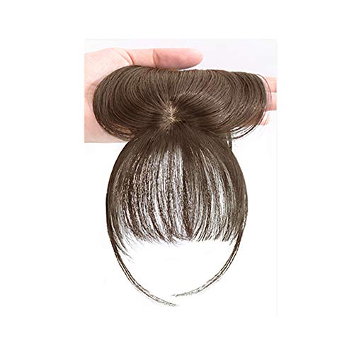 XIAOYAOJING 3D Large Hair Bangs Clip 100 Natural Human Faux Bangs Clip on Bangs for Daily Wear Lightly Curved(light brown)