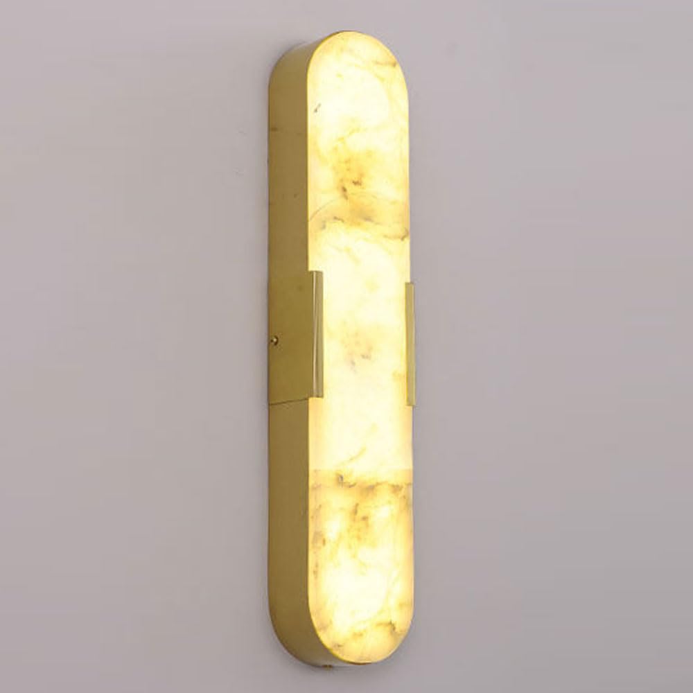 GUOGUOSM 13.7in Natural Stone Wall Sconce, Nordic Industrial Alabaster Wall Light, Hard Wiring Connection Marble Wall Lamp, Dressing Table Staircase Corridor Decorative Lighting Fixtures