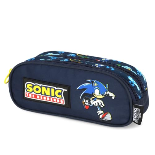 Luxcel, Estojo Escolar Duplo Compartimento Sonic Hedgehog Azul