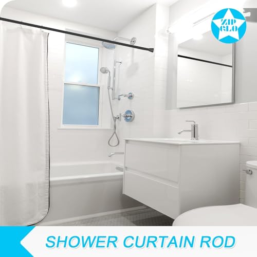 Image of Tension Rod 113 to 197 Cm Extendable Curtain Poles, Telescopic Curtain Pole Black Door Curtain Pole no Drilling Spring Loaded Curtain Rod for Bathroom, Window, 1pcs