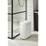 ELPHECO Automatic Motion Sensor Trash Can - 2 Gallon Slimline for Bathroom, Bedroom, Kitchen, Office - White with Gold Trim - Image 2