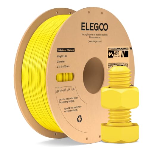 Image of ELEGOO ABS Filament 1.75mm Yellow 1KG, Heat Resistant 3D Printer Filament High Toughness & Impact Resistance, 1kg spooll(2.2lbs) Fits for Most FDM Printer