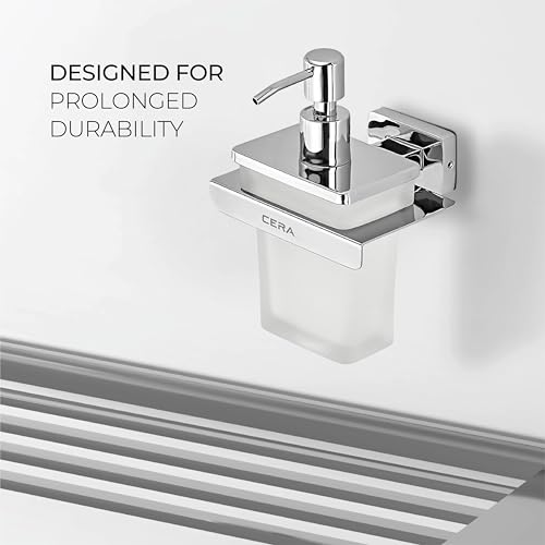 Image of CERA Bold Liquid Soap Dispenser for Bathroom and Wash Basin | Hand Wash Dispenser | Shampoo Dispenser | Chrome Plating | Wall Mounted | Stainless Steel | F5013111CH