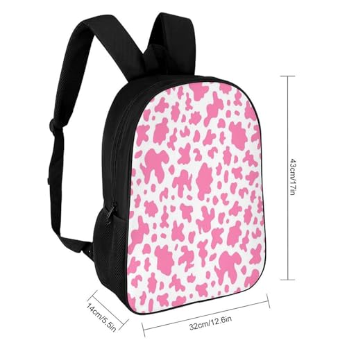 Pink Cow Skin Pattern Backpack Simple Leisure Travel Backpack Outgoing Daypack 17 Inch2