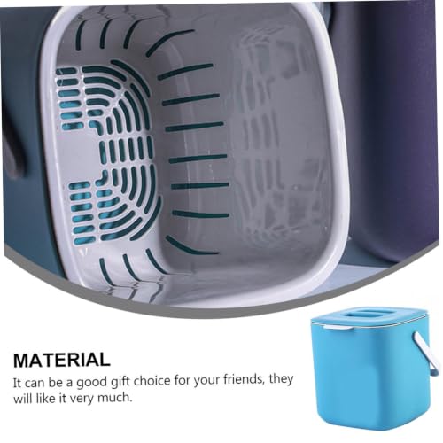 Contenedor de basura plástico portátil con tapa azul miniatura 3