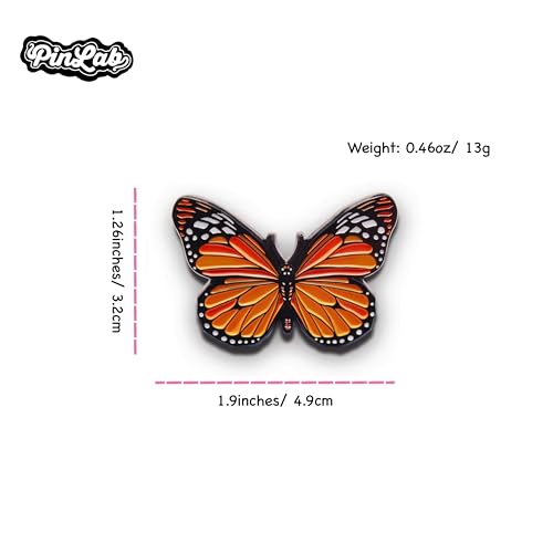 Image of PinLab Monarch Butterfly Enamel Lapel Pin Collectible Insect Accessory