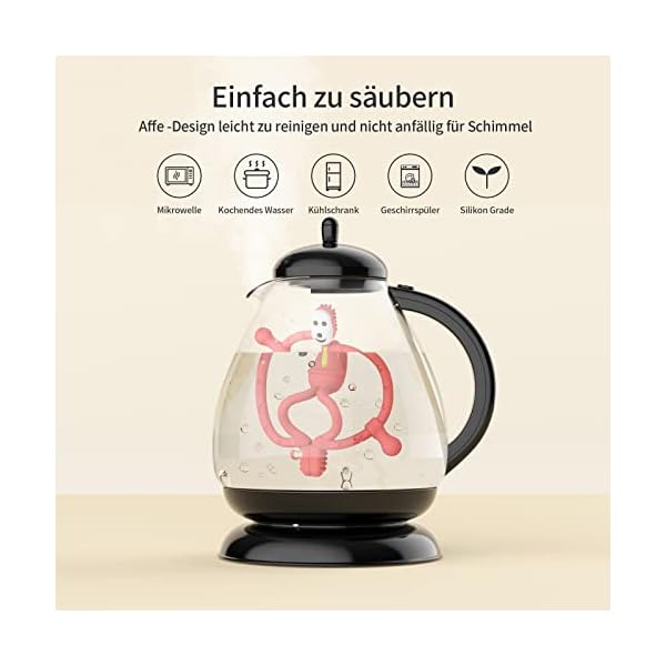 Beißringe für Baby - BPA freies weiches Silikon Beißspielzeug, Beißring-Set für Babys ab 3 Monaten mit Clip, Leicht zu greifende, leicht zu reinigende Beißhilfe für Babys, Rosa – Bild 6