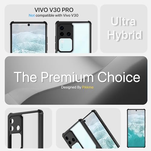 Image of Outlouders Back Cover for Vivo V30 Pro 5G | Ultra Hybrid Transparent | Full Camera Protection | Raised Edge | Crystal Clear Bumper Case (Black)