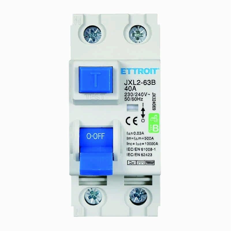 Interruttore Differenziale Puro Magnetotermico 2P 40A 30mA CURVA B 6KA AC/DC 220V 30mA CURVA B per Guida DIN - 2 Moduli DIN - Protezione Circuiti e Sicurezza Impianti