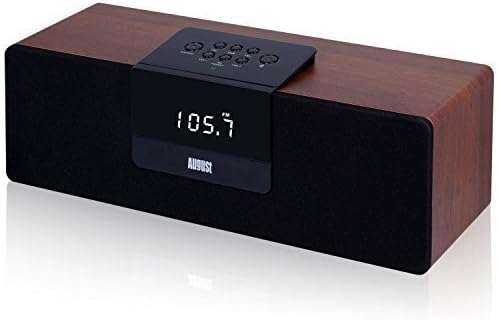 August SE50 Speaker Boombox Bluetooth Speakers Portable Wireless Speaker Bookshelf Speaker with FM Radio Built in,2x15W Speaker,Wood