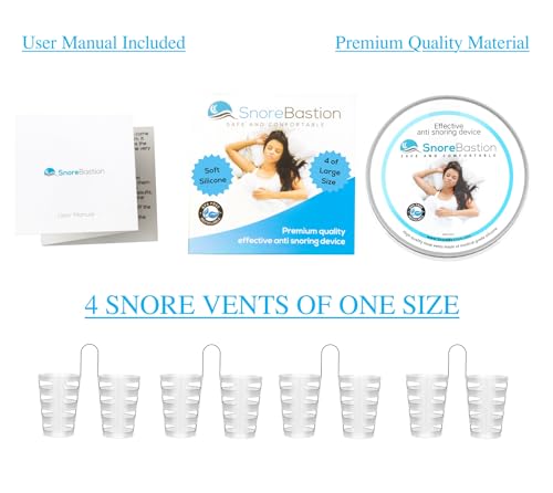 Snore Bastion Nasal Dilators for Sleeping – Set of 4 Large (L) Soft Nose Vents and Nostril Opener for Quiet Nights - Nasal Cones - Thumbnail 2
