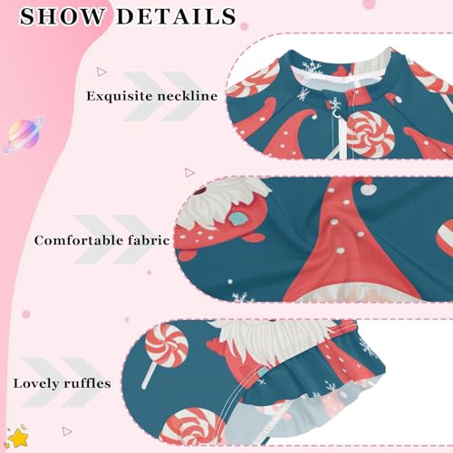 Gnomes Candy Blue One Piece Swimsuit for Girls Long Sleeve Rashguard Girls' Swimwear 3T4