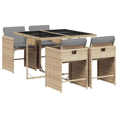 vidaXL Ensemble à Manger de Jardin Coussins 5 pcs, Chaises à Manger avec Table, Ensemble de...