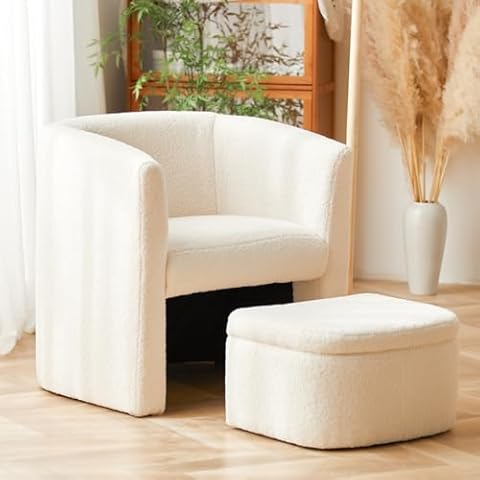 COLAMY Sherpa Barrel Accent Chair Cover