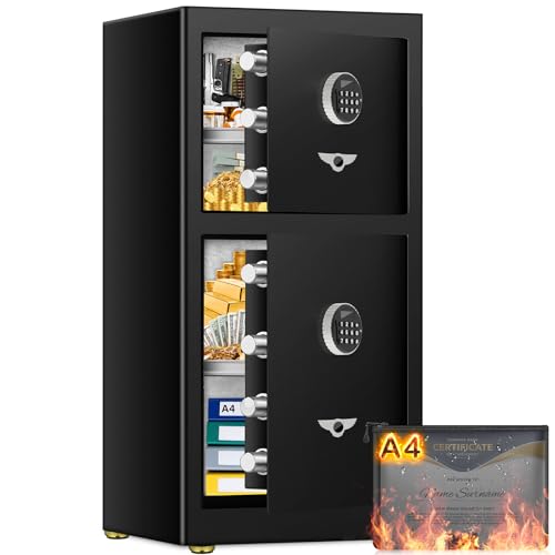 [DOUBLE DOOR SAFE] 8.1 Cub Extra Large Home Safe with Fireproof W...