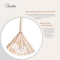 Swollie Baby Federwiege - ab Geburt bis 15 Kg - Bio-Baumwolle mit Schafwollmatratze - sicher und ergonomisch schlafen (Deckenbefestigung) – Ansicht 3