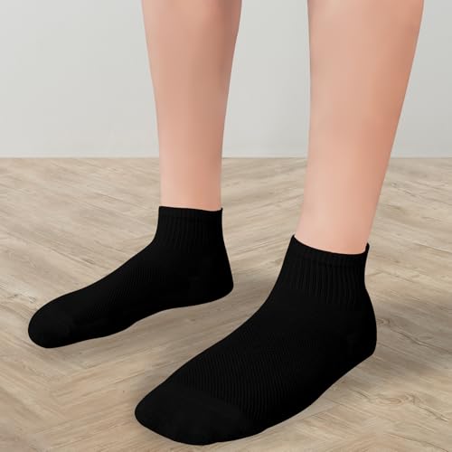 Image of +MD Bamboo Viscose Ankle Socks for Women and Men, Smell Control Breathable Cushioned Sole Casual 6 Pairs