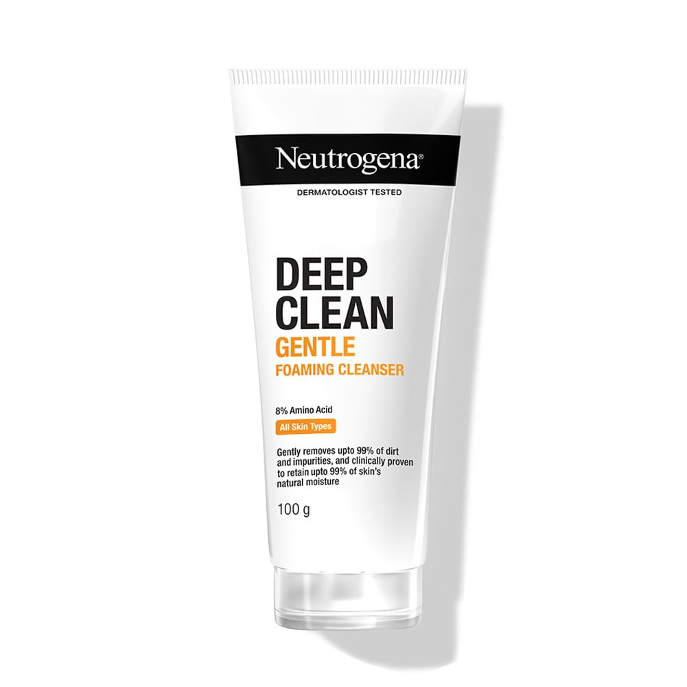 Neutrogena Deep Clean Foaming Cleanser- Advanced Face Wash | Men & Women | Normal to Oily Skin | Gentle Formula | 8% Amino Micellar | Skin pH Friendly | Removes 99% Dirt | Daily Cleansing | 100g
