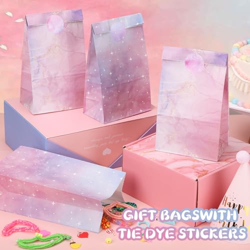 36 Stück Geschenktüten Kindergeburtstag, 24x13x8cm Regenbogen Papiertüten mit 48 Aufkleber Süßigkeiten Beutel Partytüten Candy Tüten für Ostern Kindergeburtstag Party Hochzeit Geburtstag