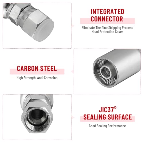 Image of 12 Pack Hydraulic Hose End Fittings: 1 /2 inch I.D. Hose x 1 /2 inch JIC 37 Female With Protection Cover Hydraulic End Swivel Crimp Fitting