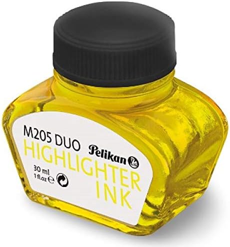 Pelikan 4001 Bottled Ink for Fountain Pens, For Pelikan M205 Classic Duo Highlighter Pen, Fluorescent Yellow, 30ml, 1 Each (344879)