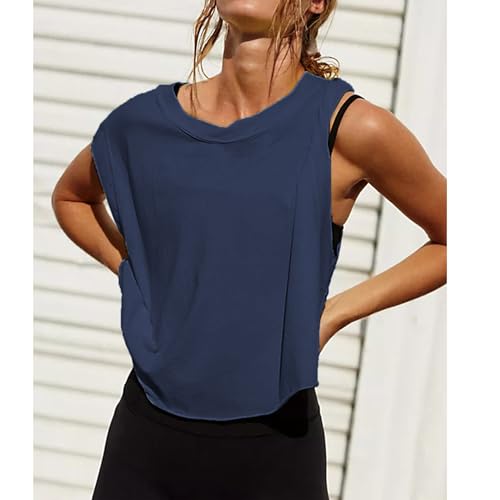 Ainangua Oversized Tank Top for Women Sleeveless Athletic Cropped Activewear Workout Yoga Gym Tops4