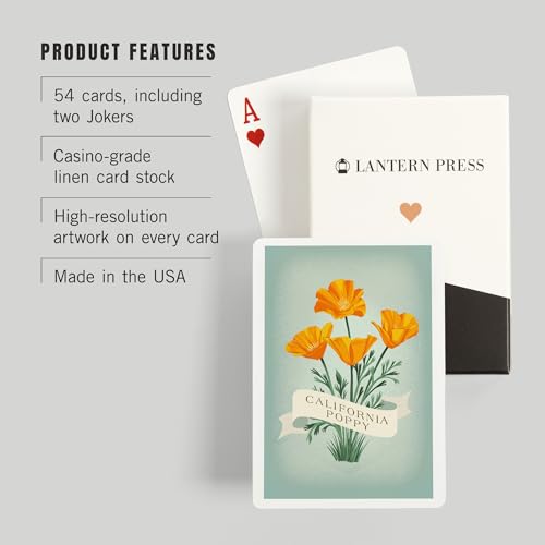 Lantern Press California Poppy naipes poker 52 cartas miniatura 3