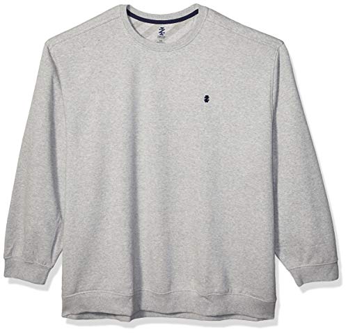 IZOD Men's Big & Tall Tall Advantage Performance Long Sleeve Solid Fleece Soft Crew Pullover, Light Grey Heather, 2X-Large Big