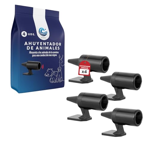 BeWave Super Pack Ahuyentador de Jabalíes para Coche – 4 Unidades | Ultrasonido Repelente para Jabalíes y Otros Animales | Resistente al Clima | Incluye eBook: Guía de Prevención de Accidentes