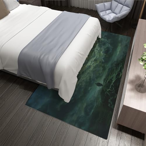 Tapis de salon 120x180cm antidérapant lavable vert contre les glissades - 5