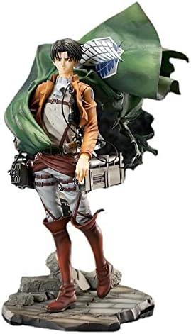 NJKDVT Attack On Titan Levi Ackerman Anime Figure Cloak Levi PVC Action Figure，Collectible Model Statue，Multicolor（10.2"）