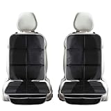 Tchipie 2 Pack Car Seat Protector Under Car Seat for Child Kids, Waterproof Baby Auto Carseat Protector for Leather Seats, Anti-Slip Black Car Seat Mat Pad with Thickest Padding