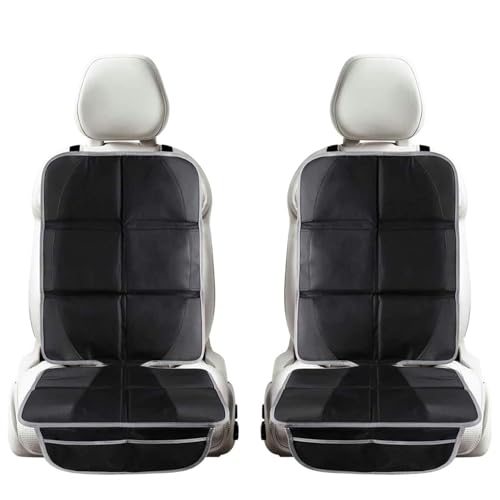 Tchipie 2 Pack Car Seat Protector Under Car Seat for Baby Child Kids, Waterproof Auto Carseat Protector for Leather Seats, Anti-Slip Car Seat Mat Pad with Thickest Padding, Black