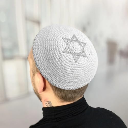 Handmade Knitted Kippah Size 16 Cm with Star of David Embroider for Men Boys and Kids, Yamakah Hat from Israel - Kippot3