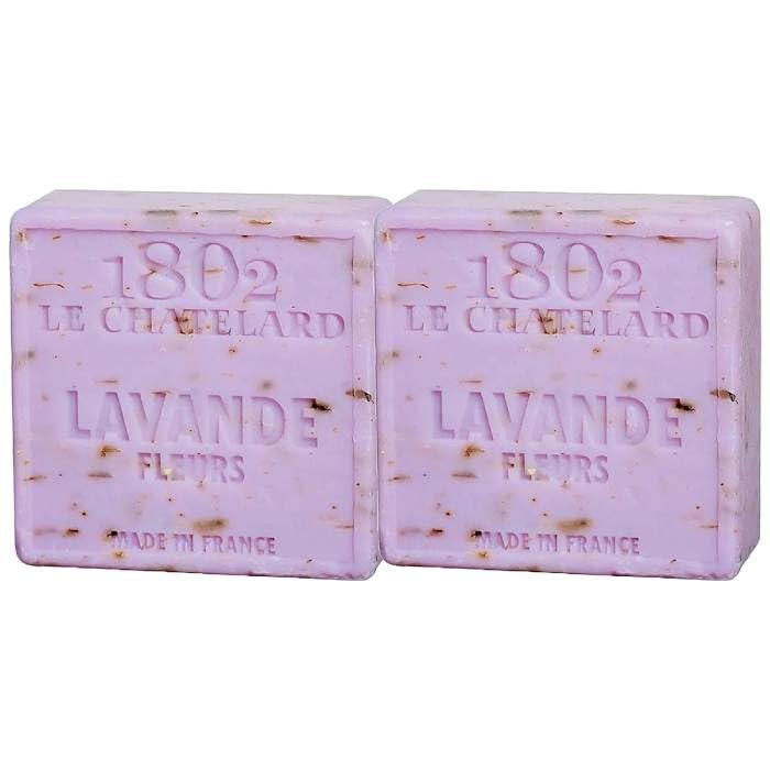 Pack 2x Jabón de Marsella Natural con Lavanda 100g | Cuadrado | Con Flores de Lavanda