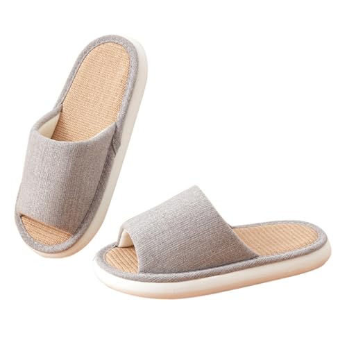 Pantoufles en lin d'été pour homme et femme gris taille 40/41