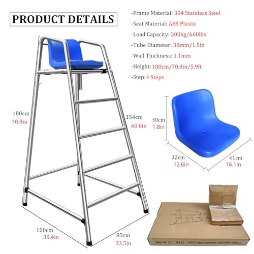 Silla de salvavidas para piscina 1.8 m acero inoxidable miniatura 2