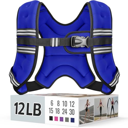 Image of Zeerun Weighted Vest, 6lb /8lb /10lb /12lb /15lb /18lb /20lb /24lb /30lb for Men Women, Reflective Stripe Adjustable Buckle, Comfortable Durable Rucking Vest for Walking Running Strength Training
